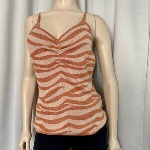 ANTHROPOLOGIE Orange Cora shimmery knit tiger striped cami tank - Size Small